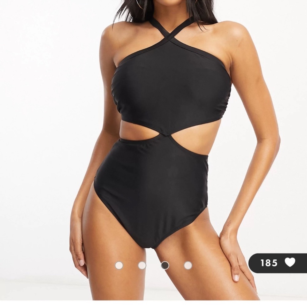 ASOS Ivory Rose Fuller Bust Cut Out Swimsuit